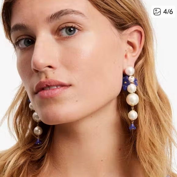 Kate Spade Pearl and Blue Earrings - Picture 1 of 7